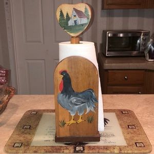 Wooden Rooster Paper Towel Holder